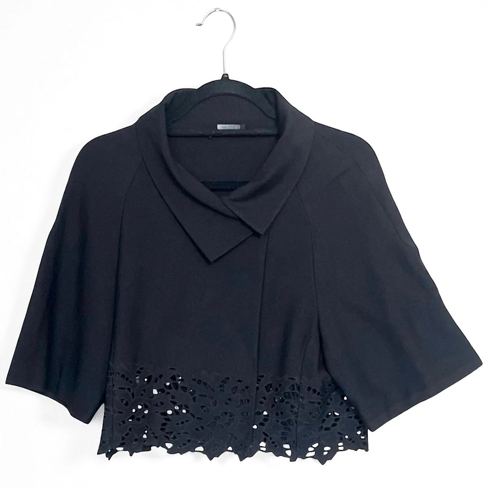 Elegant Black Women's Top with Lace Hem